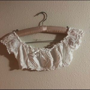 white ruffle pixie crop top